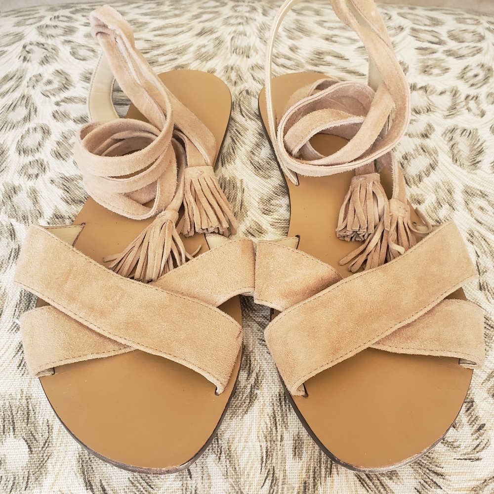 J.Crew Leather Crisscross Wrap sandal 8.5